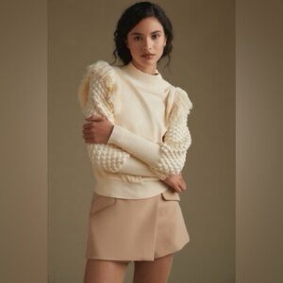 Anthropologie Sweaters - Anthropologie Cream Puff-Sleeve Knit Sweater - Cream
